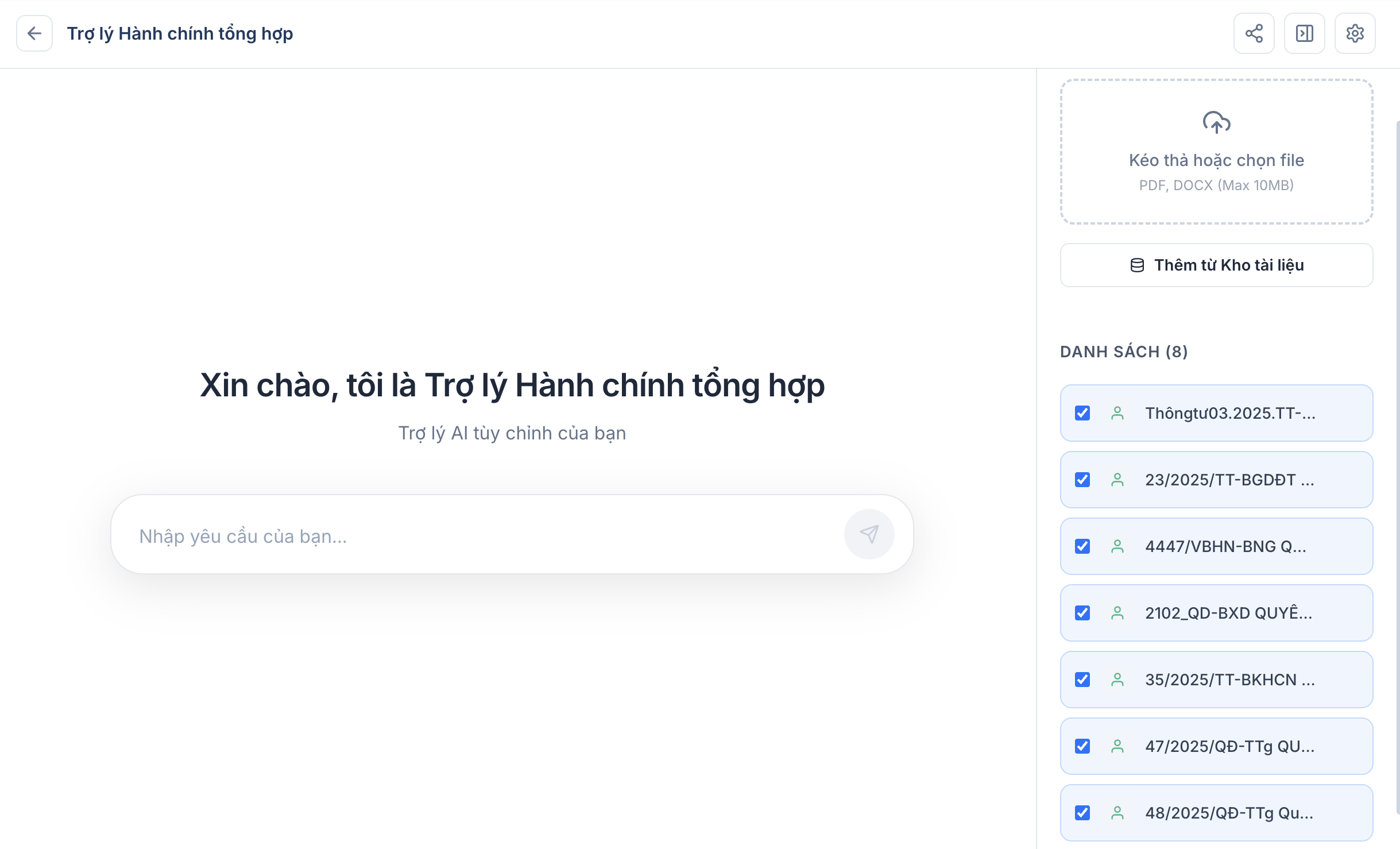 [Hình minh họa Giao diện Huấn luyện AI RAG thông minh]
